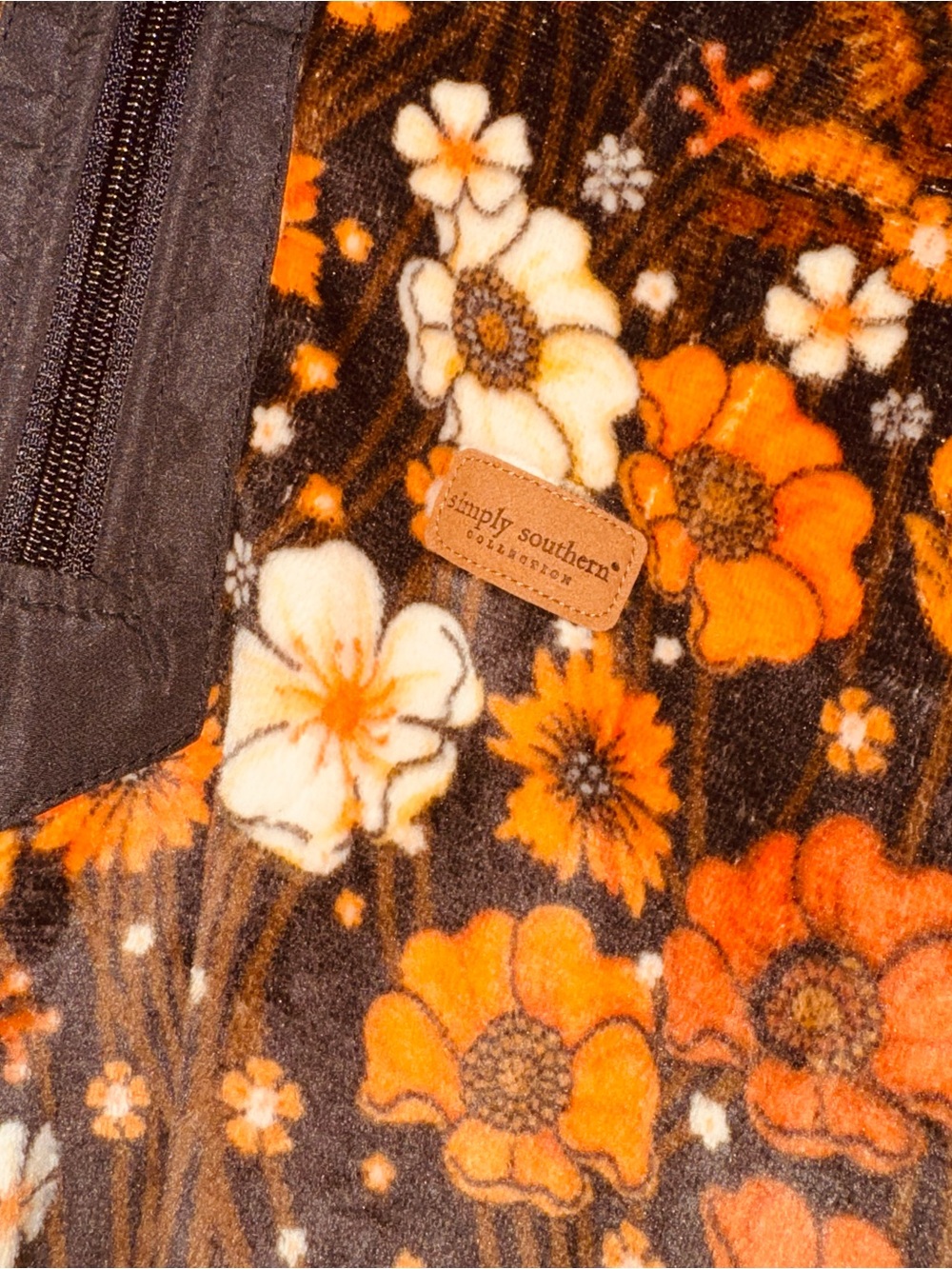 Simply Southern Orange and Cream Floral Teddy Jacket